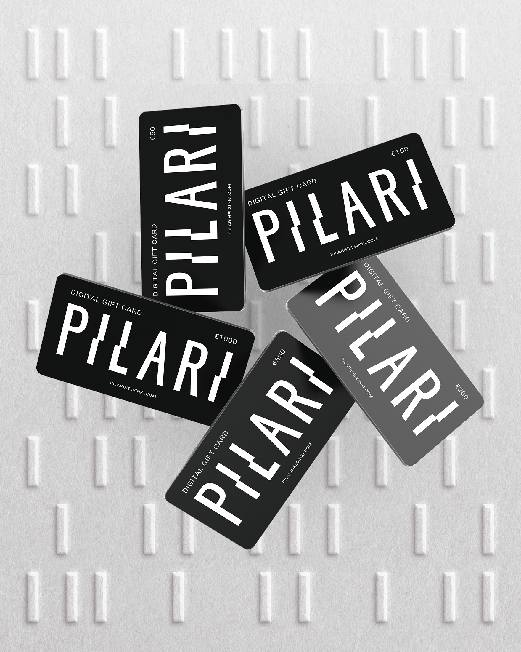Pilari Helsinki e-gift card, offering access to exclusive fine art prints, sculptures, and contemporary design objects.