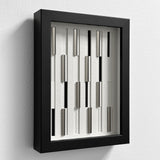 Contemporary paper relief art with strategically placed mirrors, creating dynamic light reflections. Pilari Helsinki.